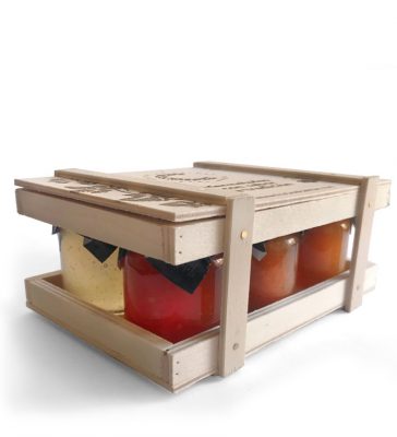 Caja Madera Mermeladas personalizada alimentación